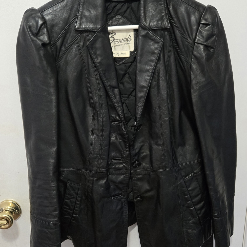 BERMAN'S Black Leather Jacket for Women